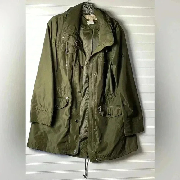 MICHAEL Michael Kors Large Full Zip Hooded Hunter Green/Gold' Jacket Woman's - Picture 7 of 12